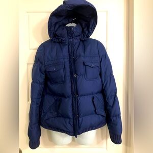 Blue J.Crew Puffer Jacket with detachable hood Sz. M